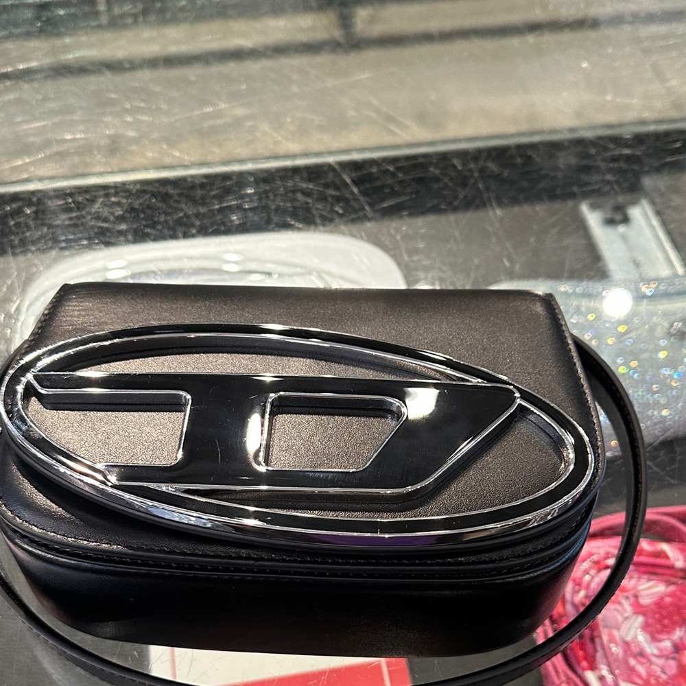 Diesel Black Shoulder Bag with Silver Accents